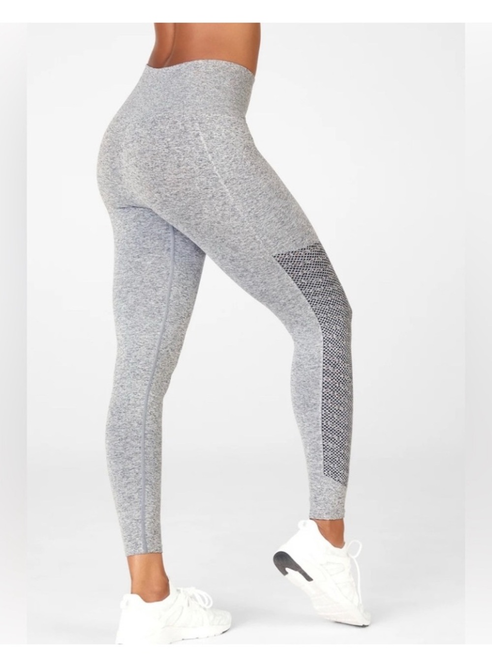 Fabletics Sync Seamless High-Waisted 7/8 Leggings in a heather gray